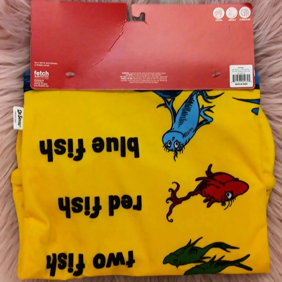 Brand New DR. SEUSS "ONE FISH, TWO FISH, RED FISH, BLUE FISH" CAT SACK TOY - Picture 2 of 7